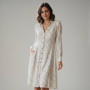 MAD Engine White Long Sleeve Polka Dot Dress